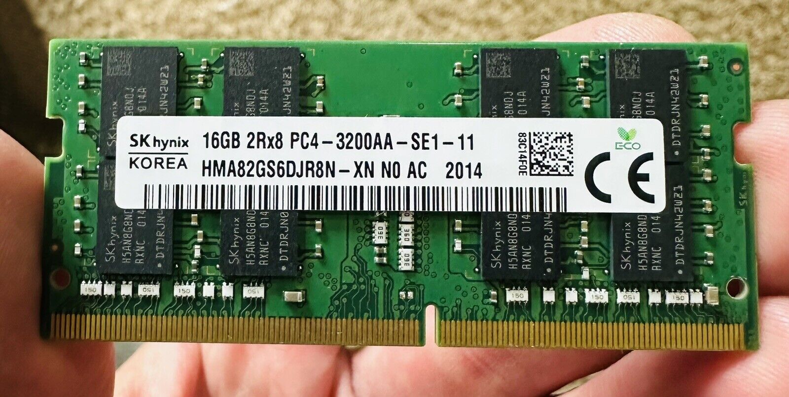 Hynix 16GB PC4-25600 DDR4-3200MHz 260Pin Laptop RAM Memory Module HMA82GS6DJR8N