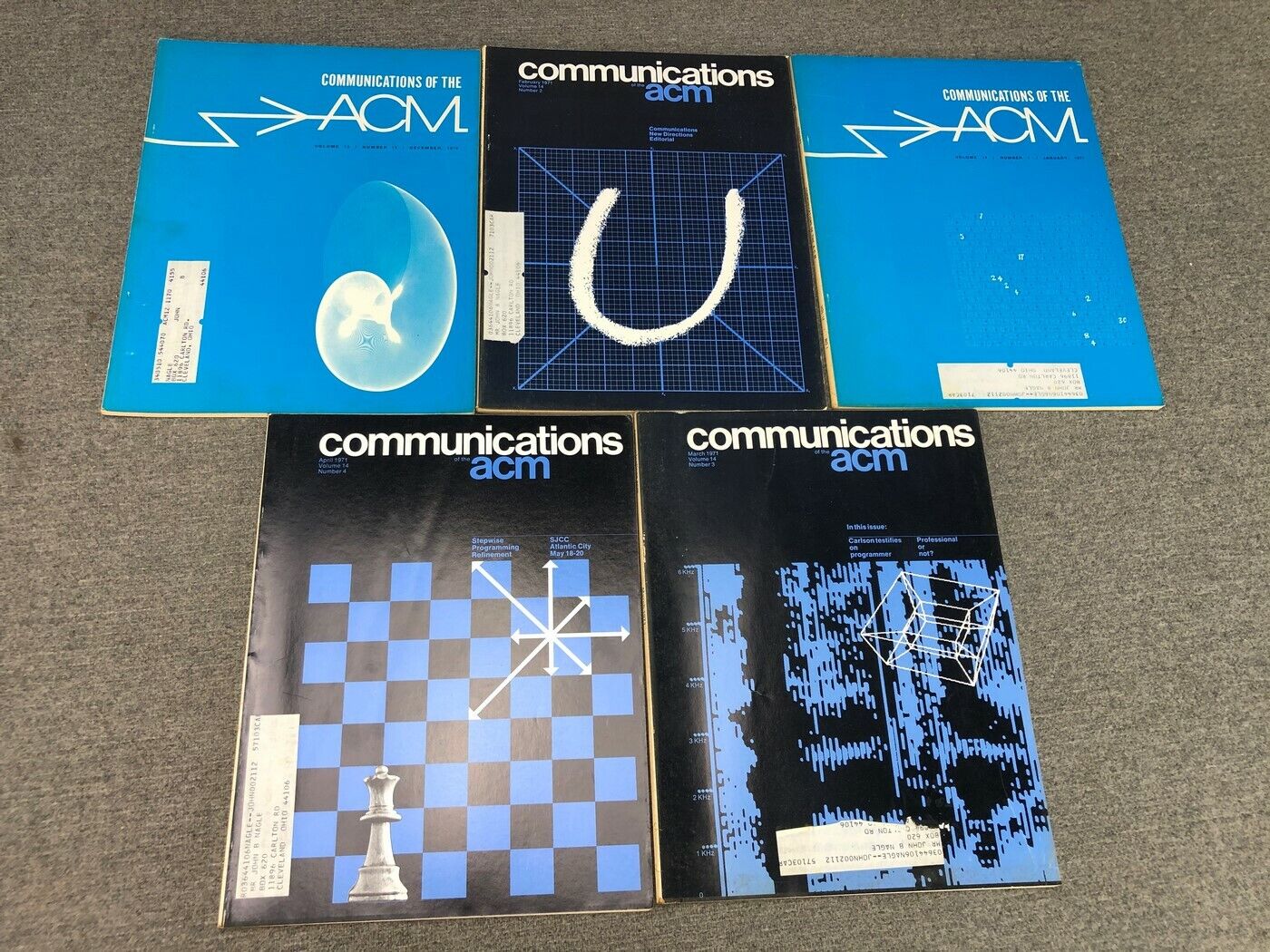 Communications of the ACM Association for Computing Machinery 1970-1971 5 Issues