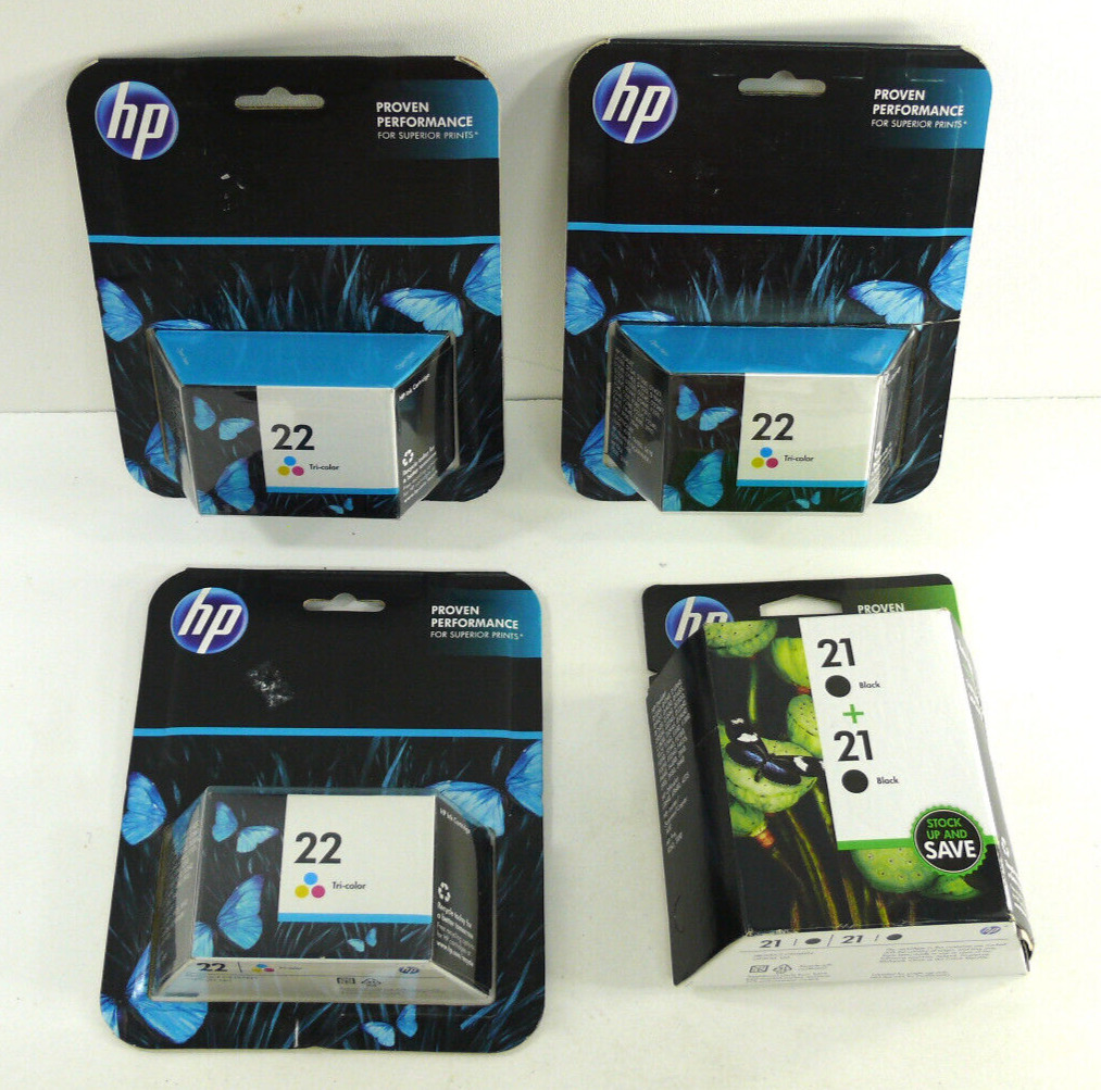 Huge Lot: Genuine HP 21 Black & 22 Tri-Color Ink Cartridges Combo EXPIRED