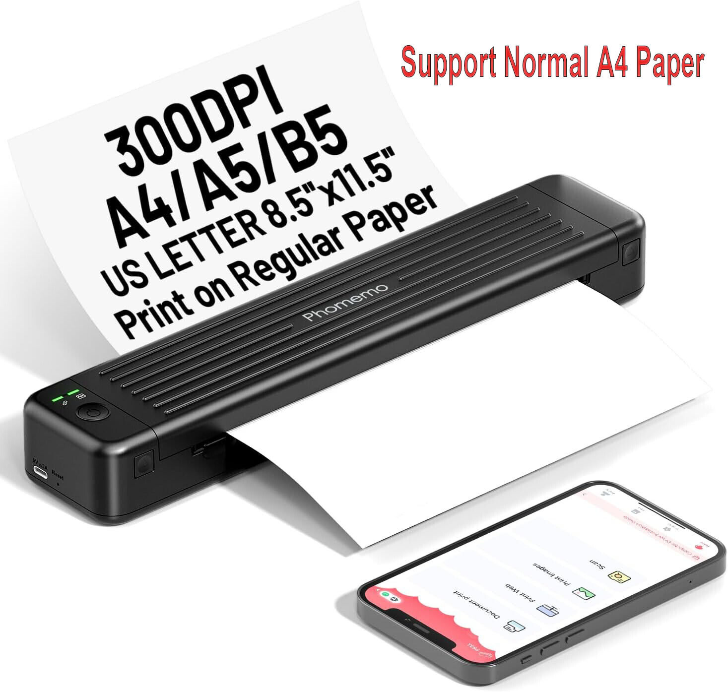 Phomemo P831 Portable Bluetooth Thermal Transfer Printer Support Regular A4 Pape