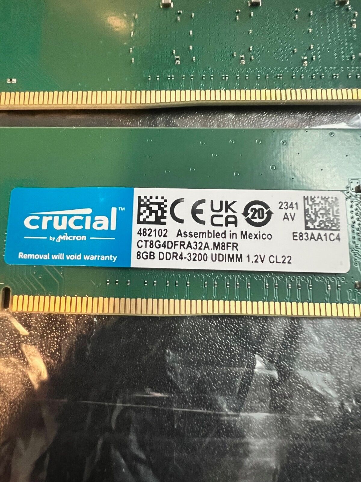 Crucial 16GB  PC RAM DDR4 3200 (PC4 25600)288 PIN CT8G4DFRA32A 2x8GB