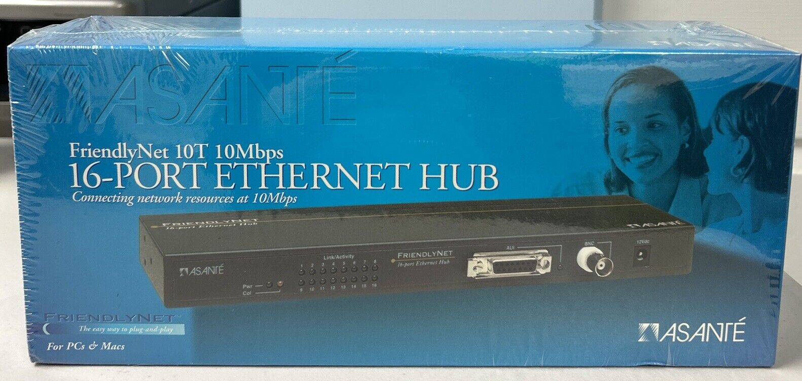 Asante FH10T16 FriendlyNet 16-Port Ethernet Hub NO AC Adapter Included Sealed