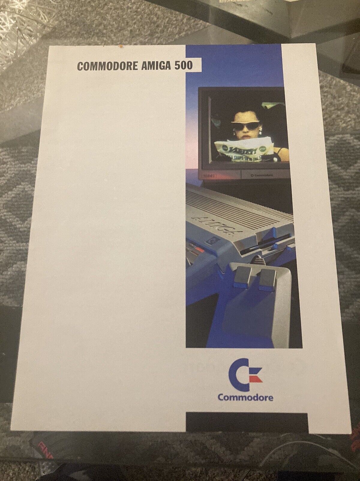 Vintage Commodore Amiga Dealer advertising glossy color 2-sided 8x10 flyer A500