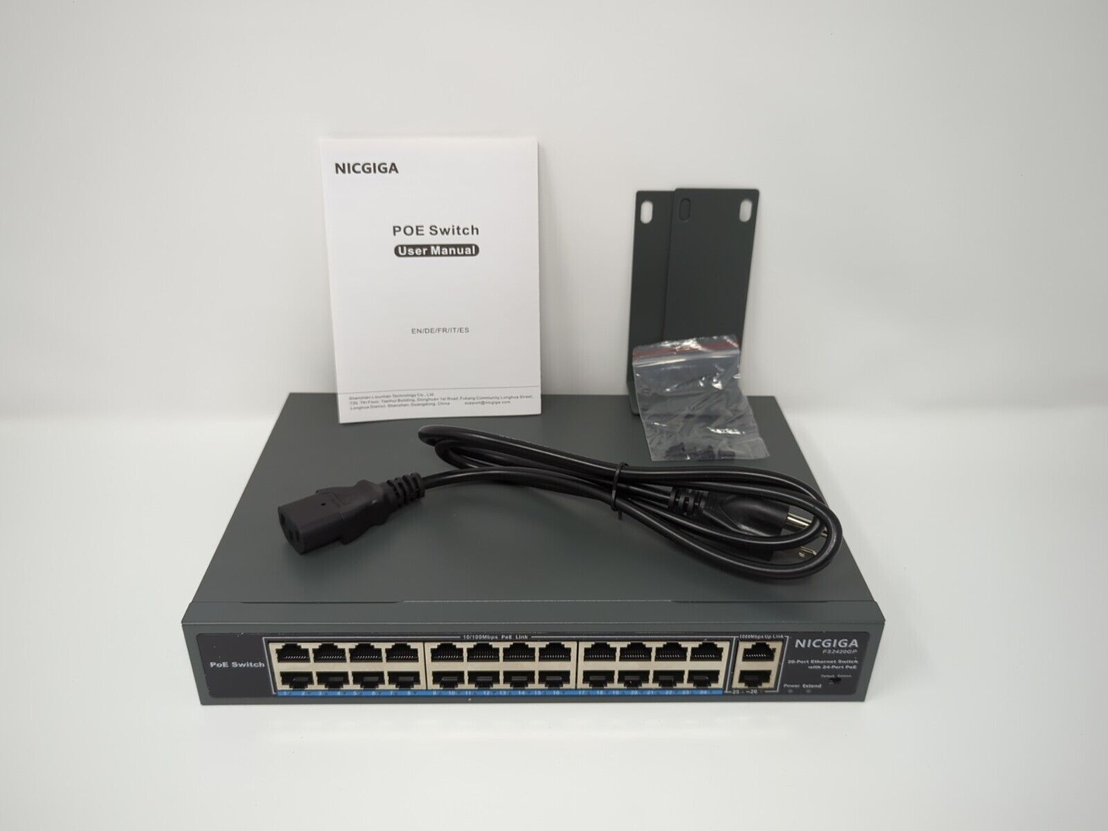 NICGIGA 26 Port PoE Switch, 24 Ports 10/100Mbps Ethernet Switch