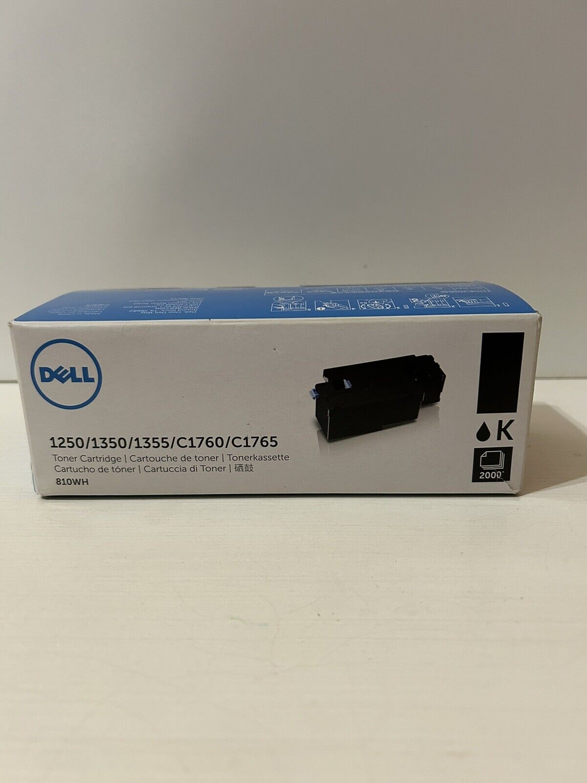 NEW SEALED BOX  Genuine Dell 1250/1350/1355/C1760 Black Toner Cartridge 810WH