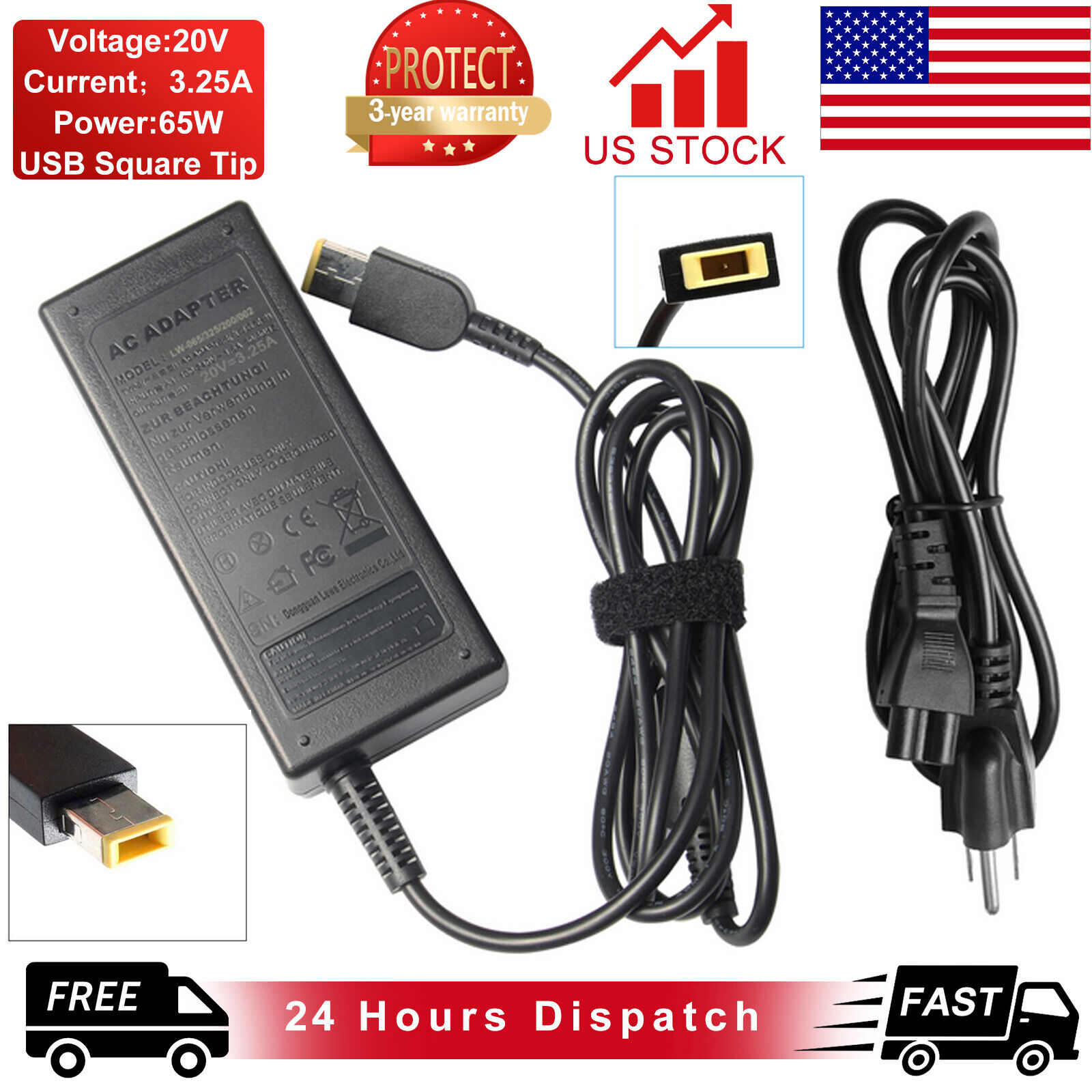 65W AC Adapter Power Charger For Lenovo Thinkpad X240 X240S X300S T440S T450