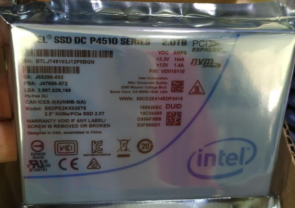 2TB Intel SSD P4510 Series DC NVME U.2 2.5