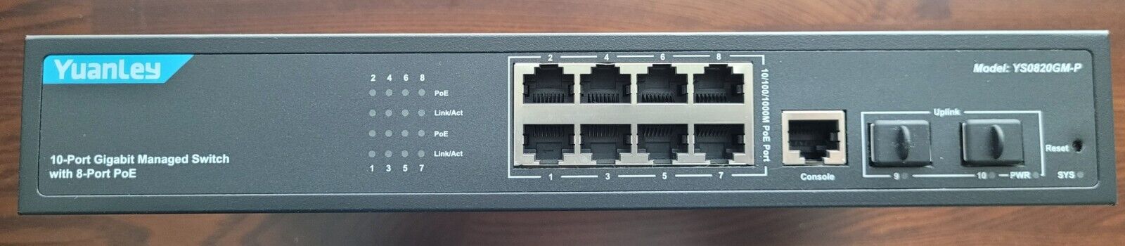 10 Ports 1000M Managed POE Switch 8 Gigabit Poe Ports+2 Gigabit SFP +1 Console