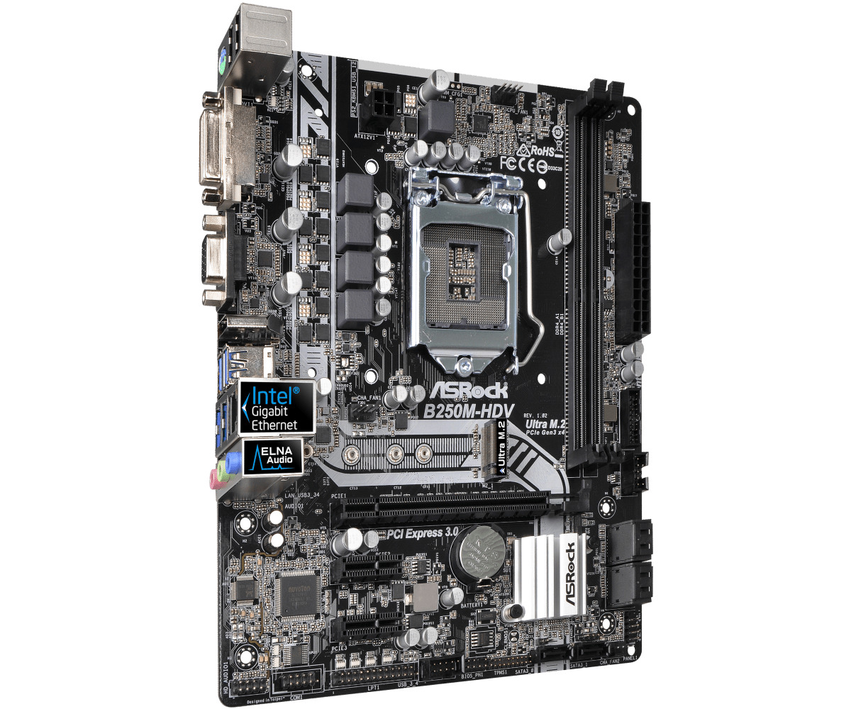Asrock B250M-HDV motherboard Intel B250 LGA1151 DDR4 M-ATX D-Sub Core i7/i5/i3