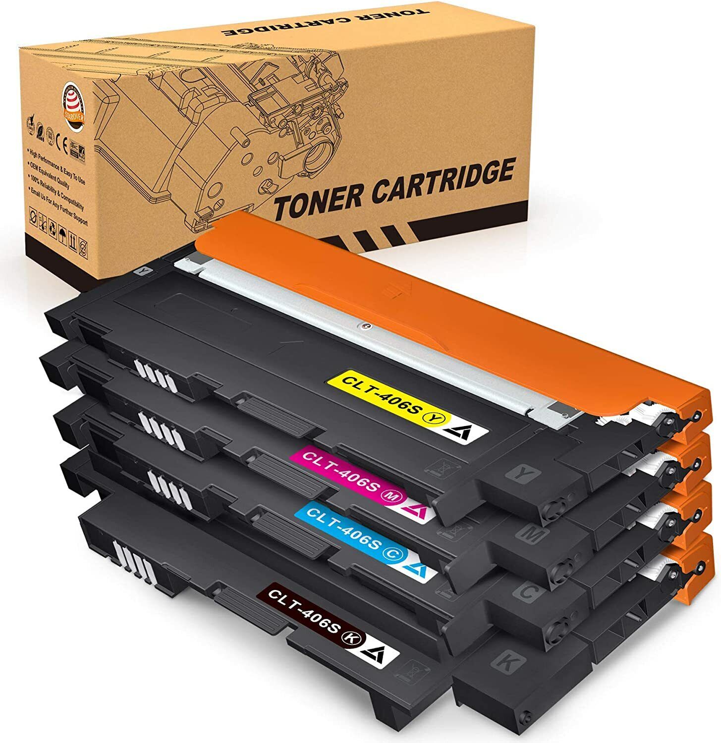 4 Pack CLT 406 CLT-406S Toner Cartridges for Samsung XPRESS C460FW C410W & More