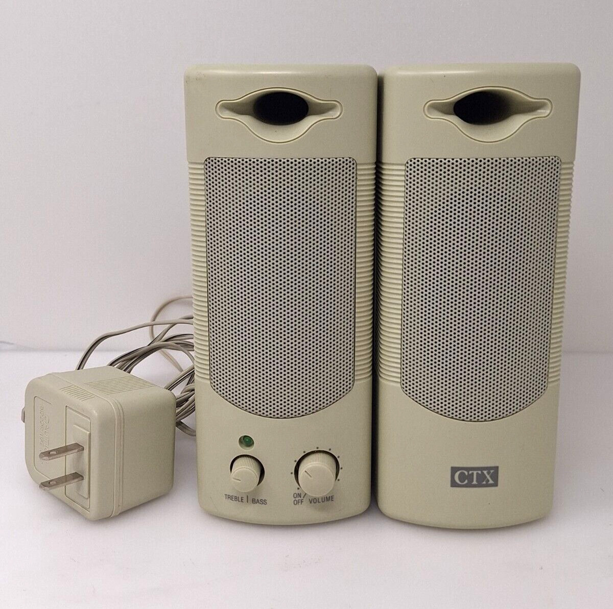 Vintage CTX Computer Speakers  3.5mm Jack Sound Blasters w/ Power Supply AUX