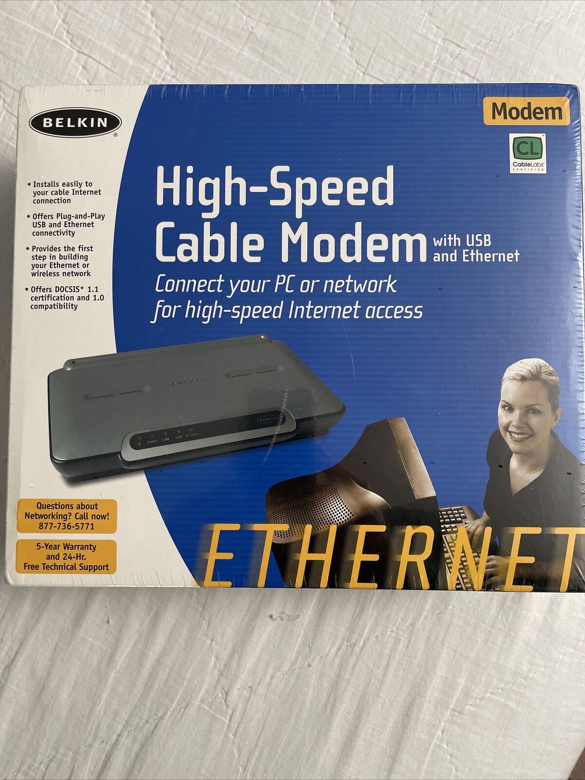 Belkin High Speed Cable Modem F5D5530-W - Rare, New Old Stock Sealed