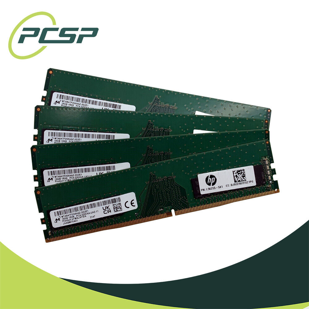 64GB RAM KIT - Micron 4x16GB PC4-3200AA-U 1Rx8 DDR4 UDIMM MTA8ATF2G64AZ-3G2E1