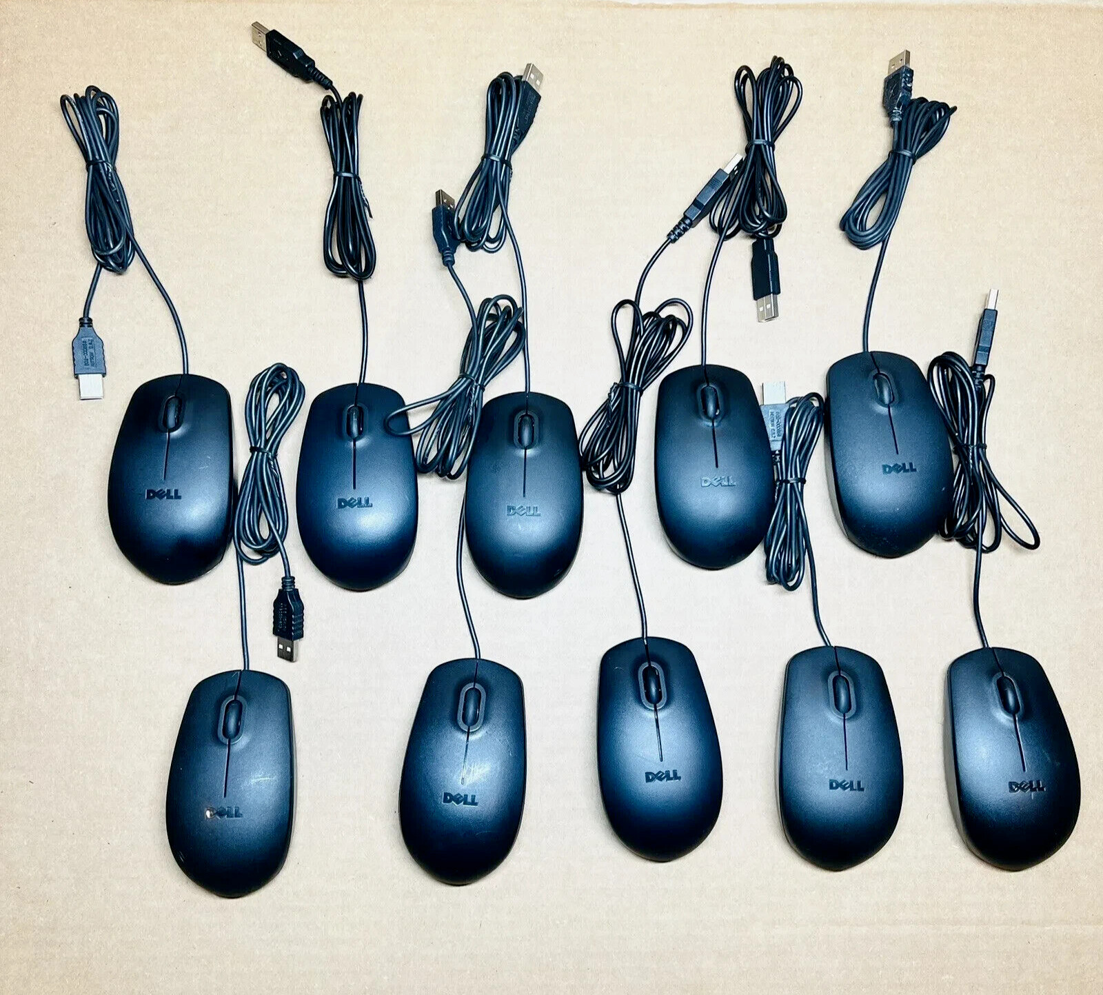 Lot of 10 Dell MS111 -L Black Scroll Wired Mouse USB 11D3V 5Y2RG 356WK 9RRC7