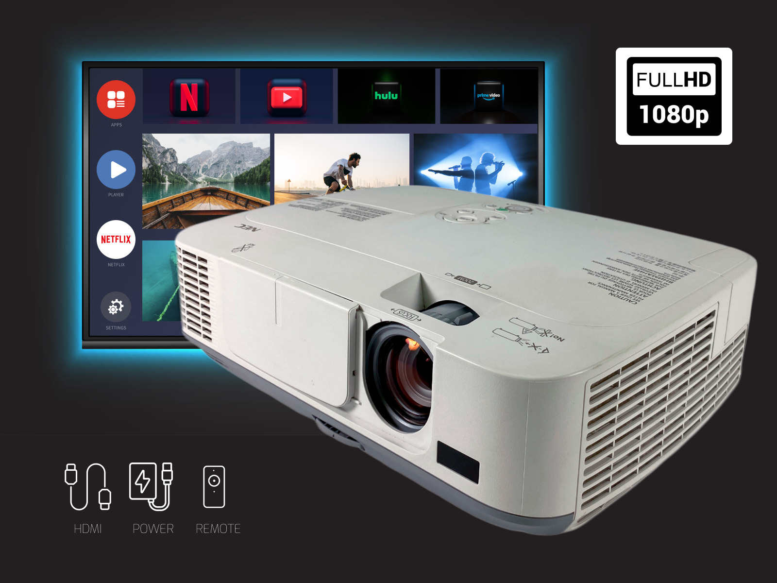 3000 Lumens 3LCD Projector for Fake Window House Mapping Smart Home Eco-Friendly