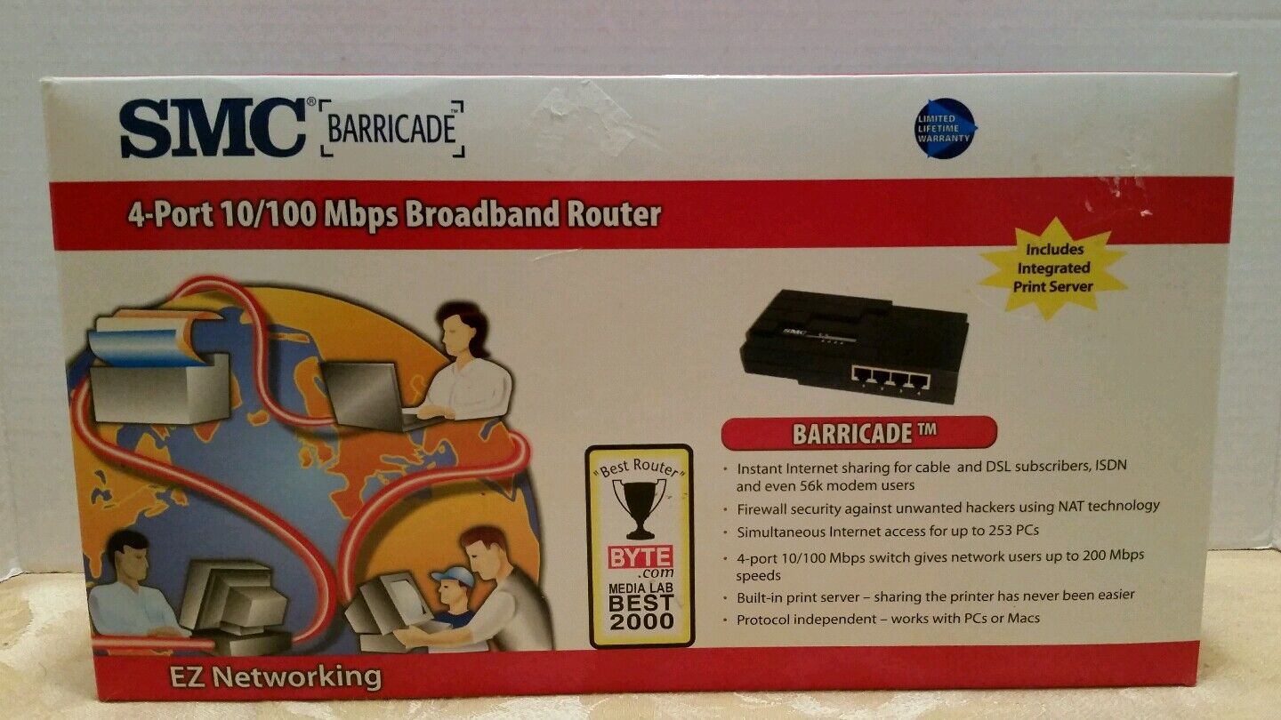 SMC Barricade 4-port 10/100 MBPS Broadband Router (installation CD not included)