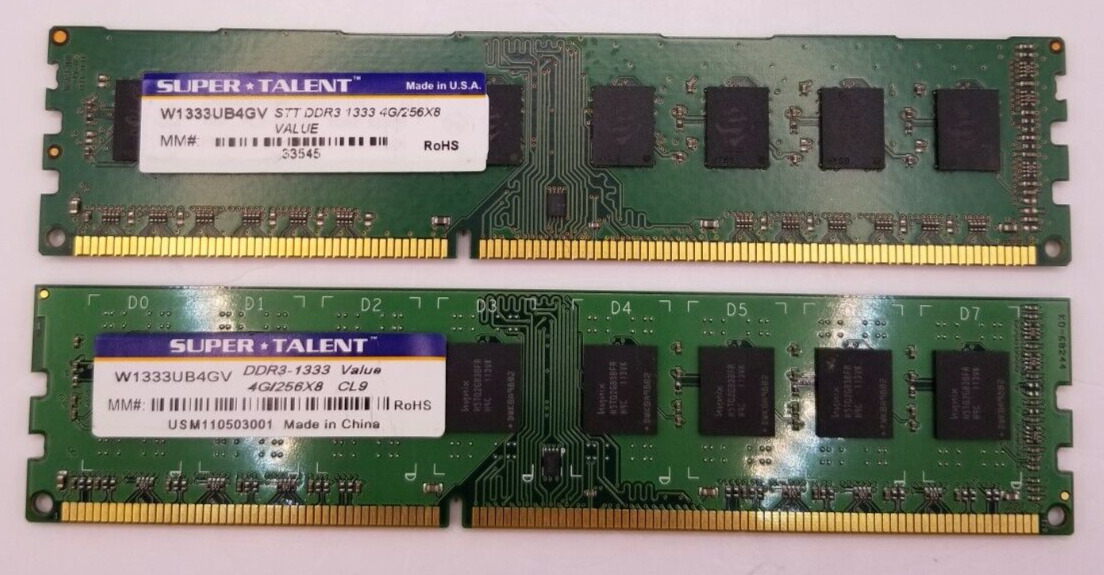 Super Talent DDR3 1333Mhz 8Gb (2x4Gb) W1333UB4GV