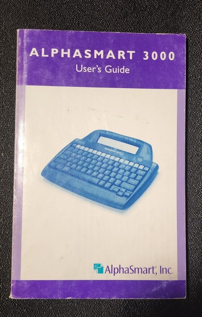 ALPHASMART 3000 Portable Word Processor User\'s Guide Manual ONLY © 2000 pb