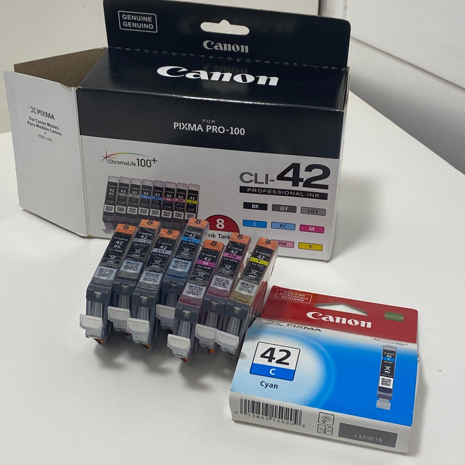 Genuine Canon CLI-42 (6384B007) Ink Cartridge - 8 Pack Pixma Pro-100 Printer