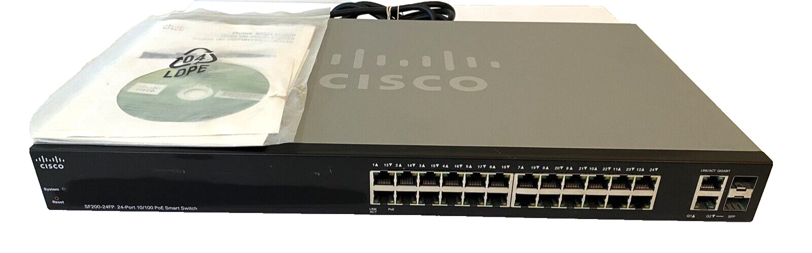 Cisco 24-Port Gigabit PoE+ Managed Switch SF300-24P With Manual And CD