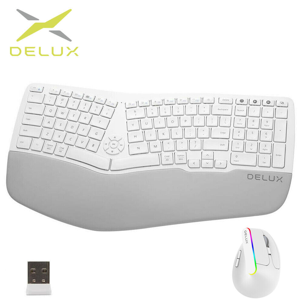 Delux GM902 Ergonomic Wireless Bluetooth Rechargeable Keyboard and Mouse Set