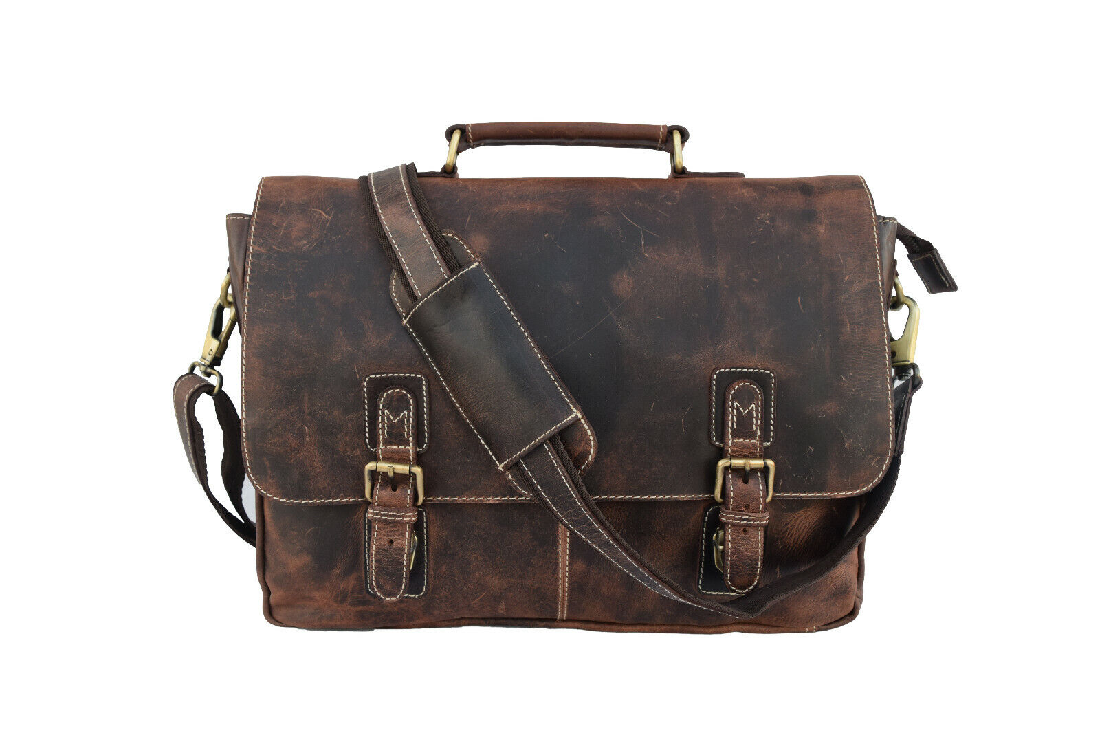 16 In Office Briefcase Messenger Bag Laptop Satchel Buffalo Leather Shoulder Bag