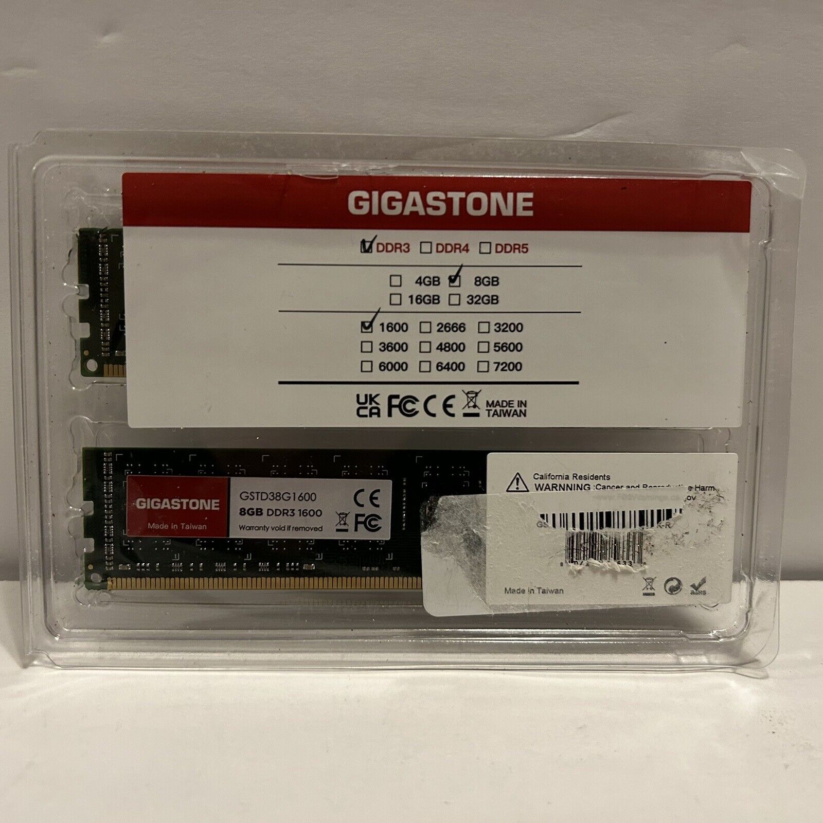 Gigastone GSTD38G1600 (2 x 8GB) DDR3 1600 Desktop Memory RAM