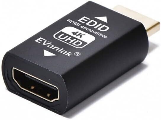 EVanlak HDMI EDID Emulator Passthrough Adapter 4K UHD 3rd Generation - Fast Post