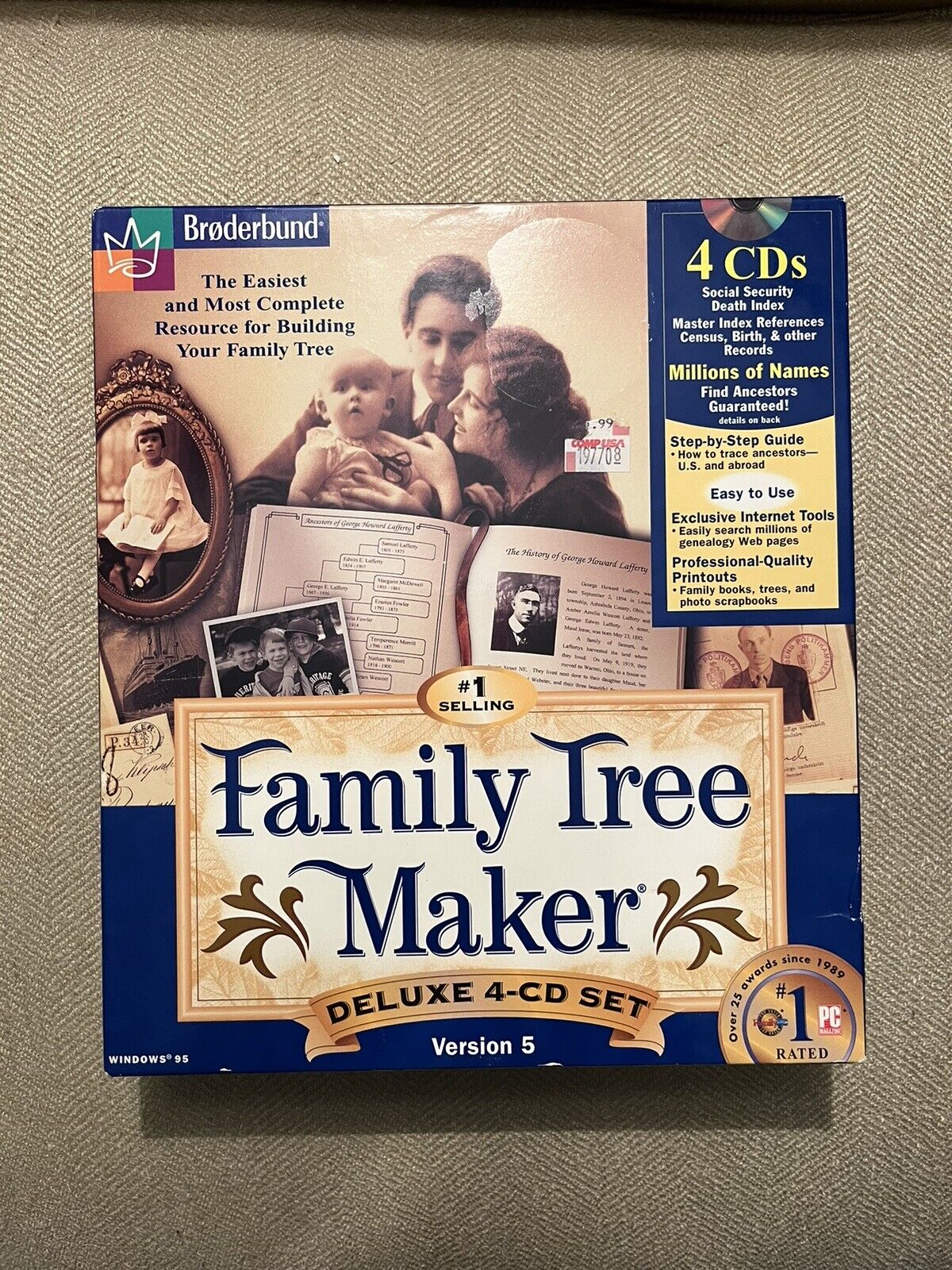 Broderbund Family Tree Maker Version 5 4CD Set Step-By-Step Guide Genealogy
