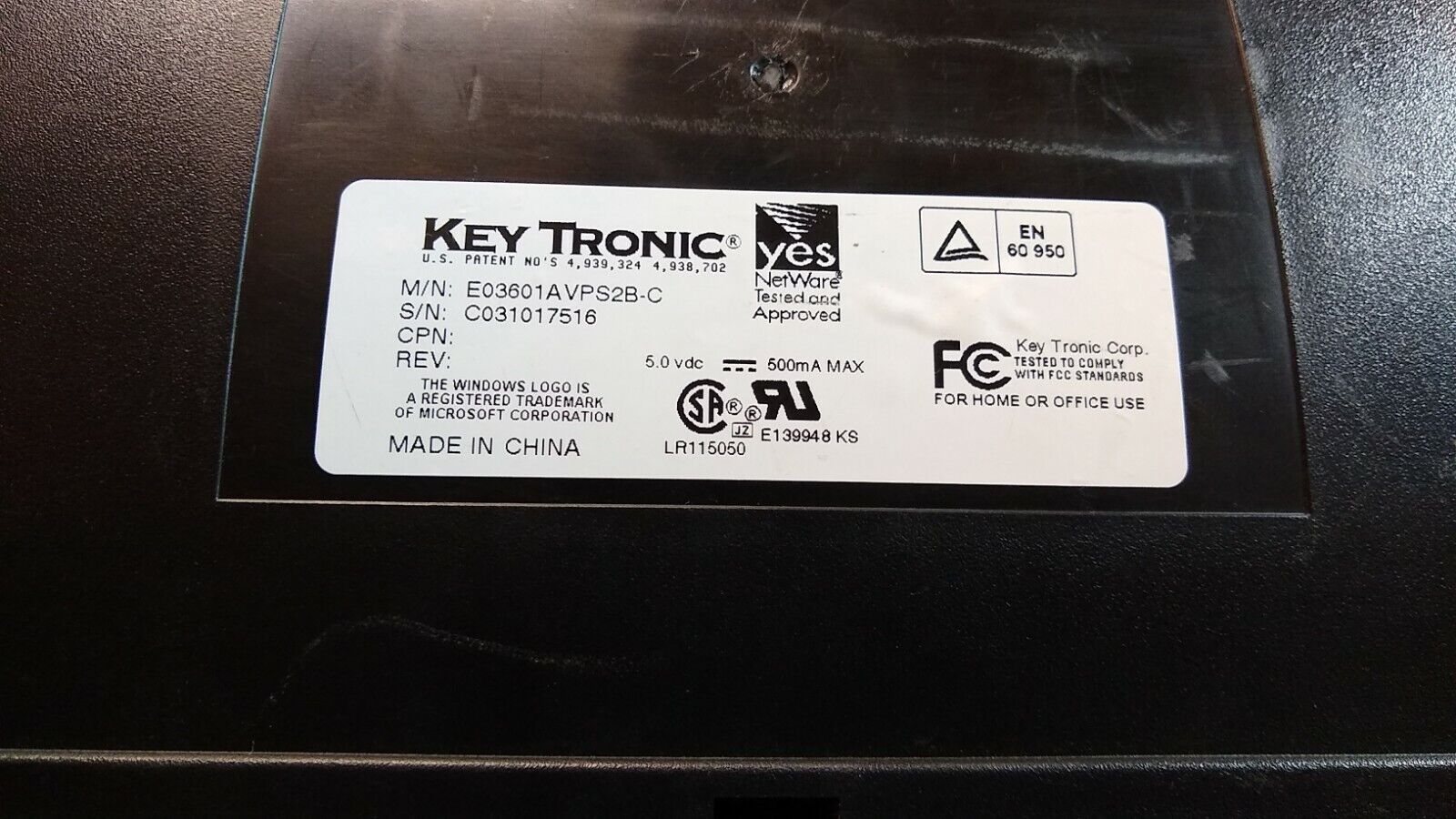 Vintage Key Tronic Pc Keyboard Black Ps2