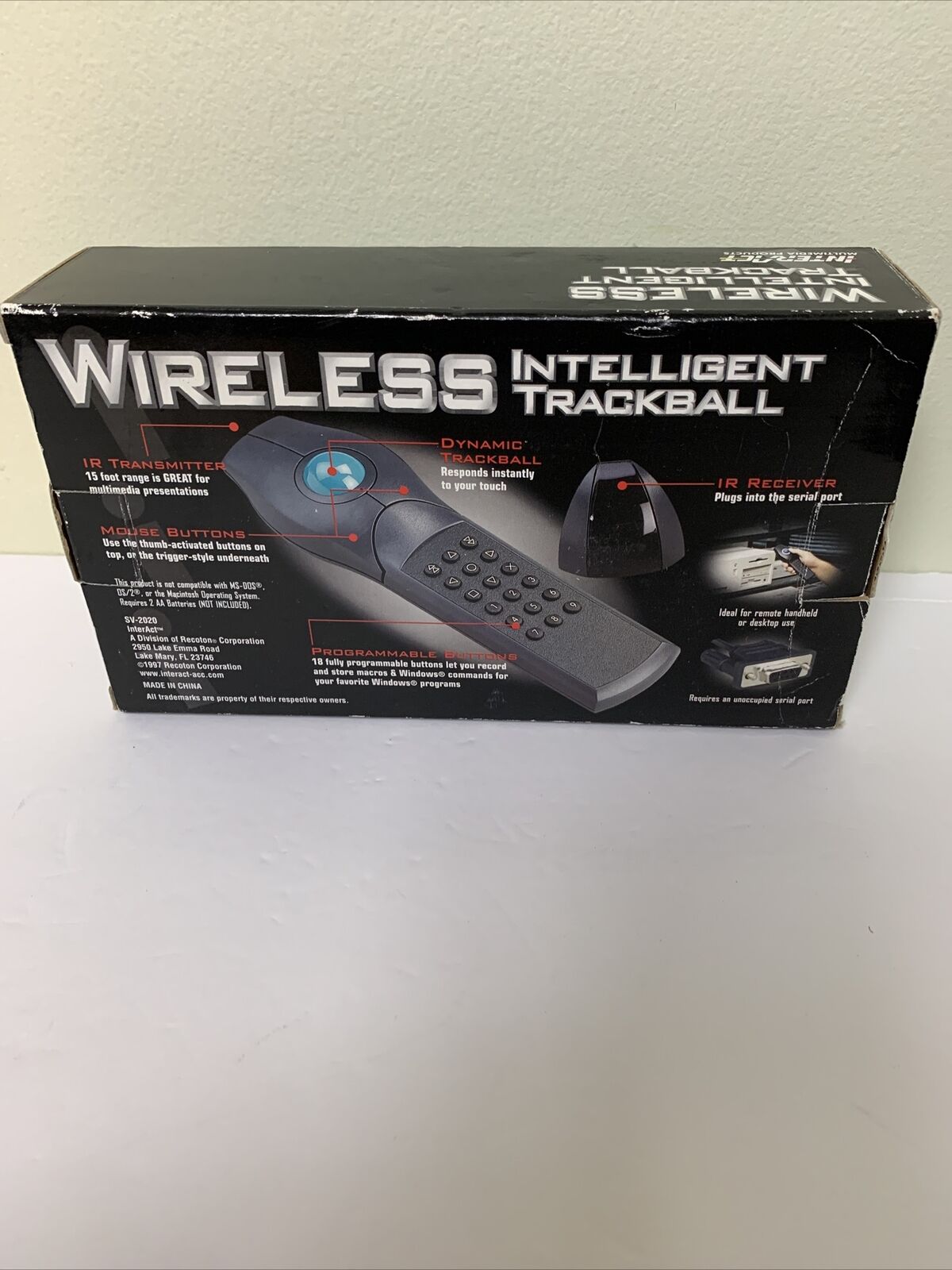 Vintage InterAct Wireless Intelligent Trackball 15 Foot 18 Button Remote SV-2020
