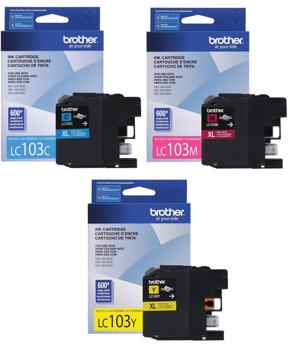 3PK GENUINE Brother LC-103 XL Color Ink Cartridge for MFC-J4410DW MFC-J4510DW