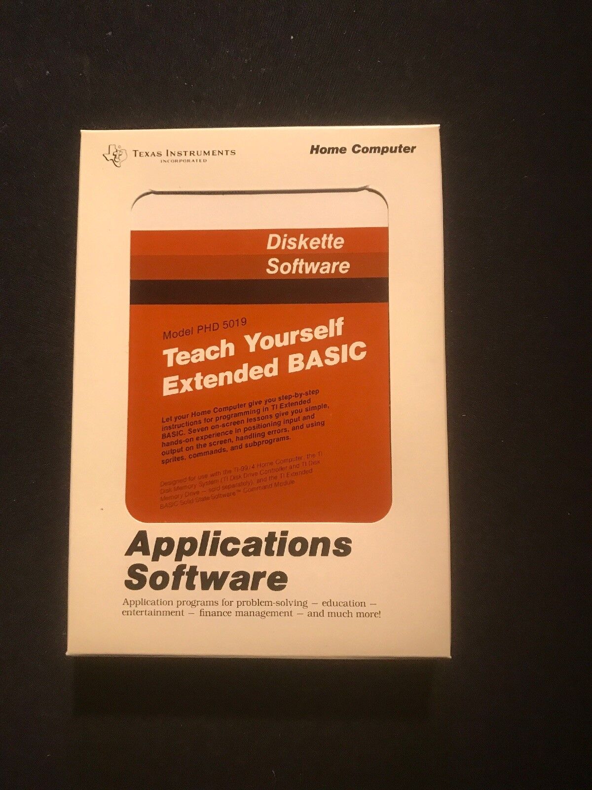 New Nos TI99-4a Computer Teach Yourself Extended Basic Diskette Rare PHD 5019