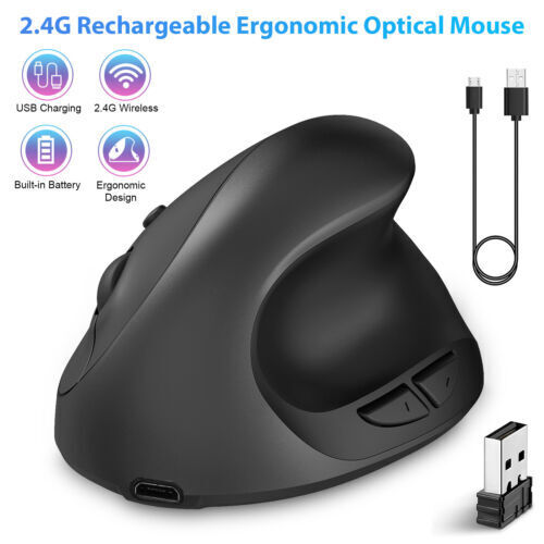 Wireless Gaming Mice Vertical Mouse Ergonomic USB Rechargeble Optical Scroll X10
