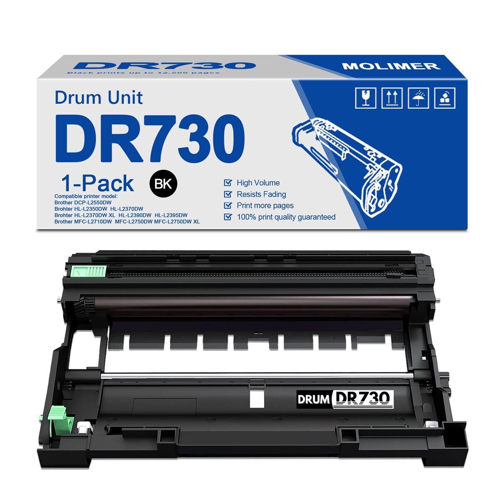 Black DR370 High Drum Unit Replacement  for Brother MFC-L2750DW L2730D Printer