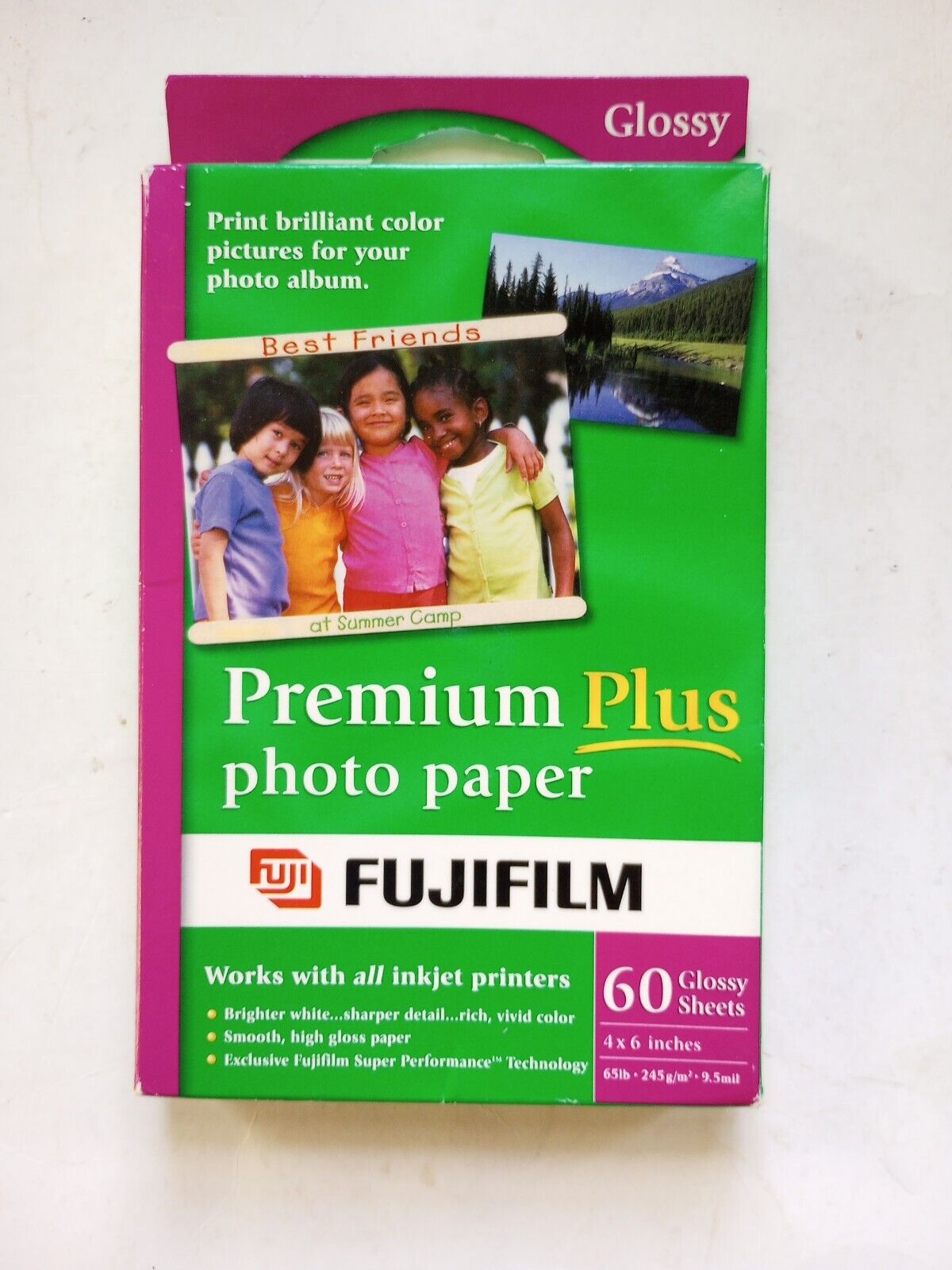 New FUJIFILM Premium Plus Glossy Photo Paper 60 Sheets 4X6\