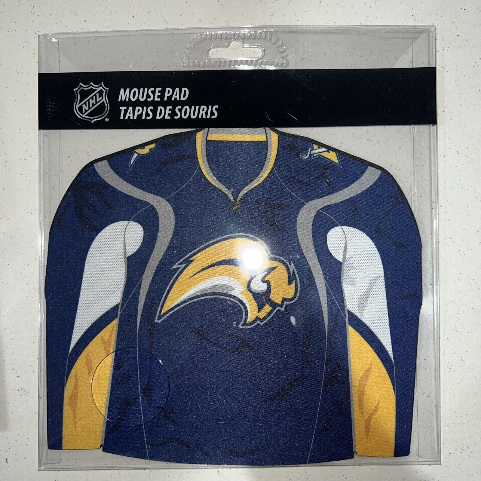 Brand New NHL Buffalo Sabres Blue Computer Mouse Pad Jersey Shape Blue Yellow
