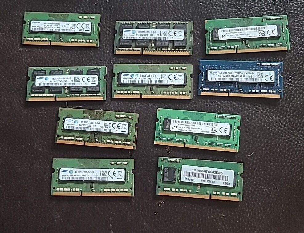 Lot of 10 x 4 GB PC3L-12800 DDR3-1600 1Rx8 DDR3L Laptop Computer Memory 
