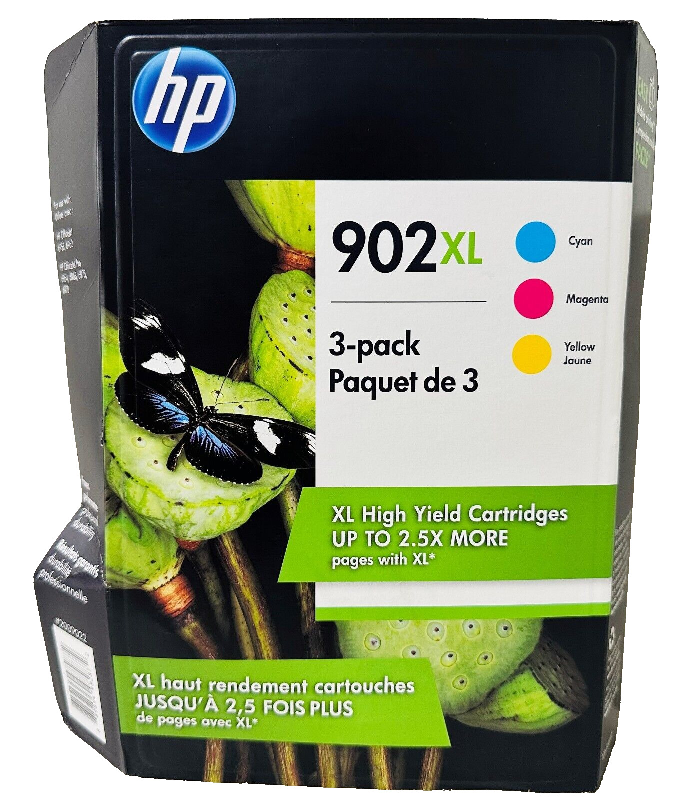 New Genuine HP 902XL Cyan Magenta Yellow 3PK Ink Cartridges In Retail Box