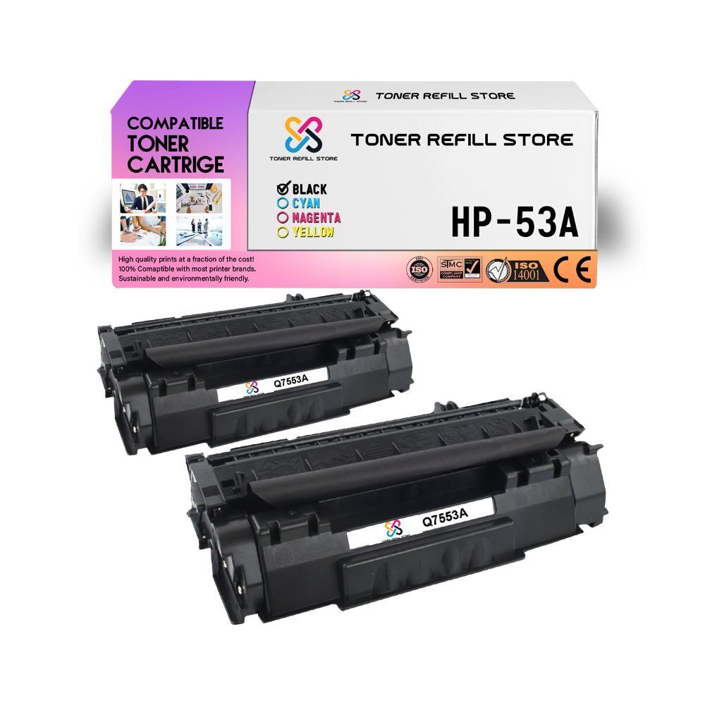 2Pk TRS 53A Q7553A Black Compatible for HP LaserJet M2727MFP Toner Cartridge