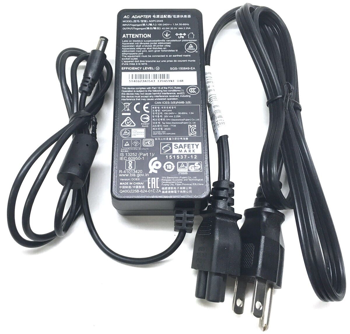 Genuine TPV AC Adapter Power Supply for MSI AOC Monitors ADPC2045 20V 2.25A 45W 