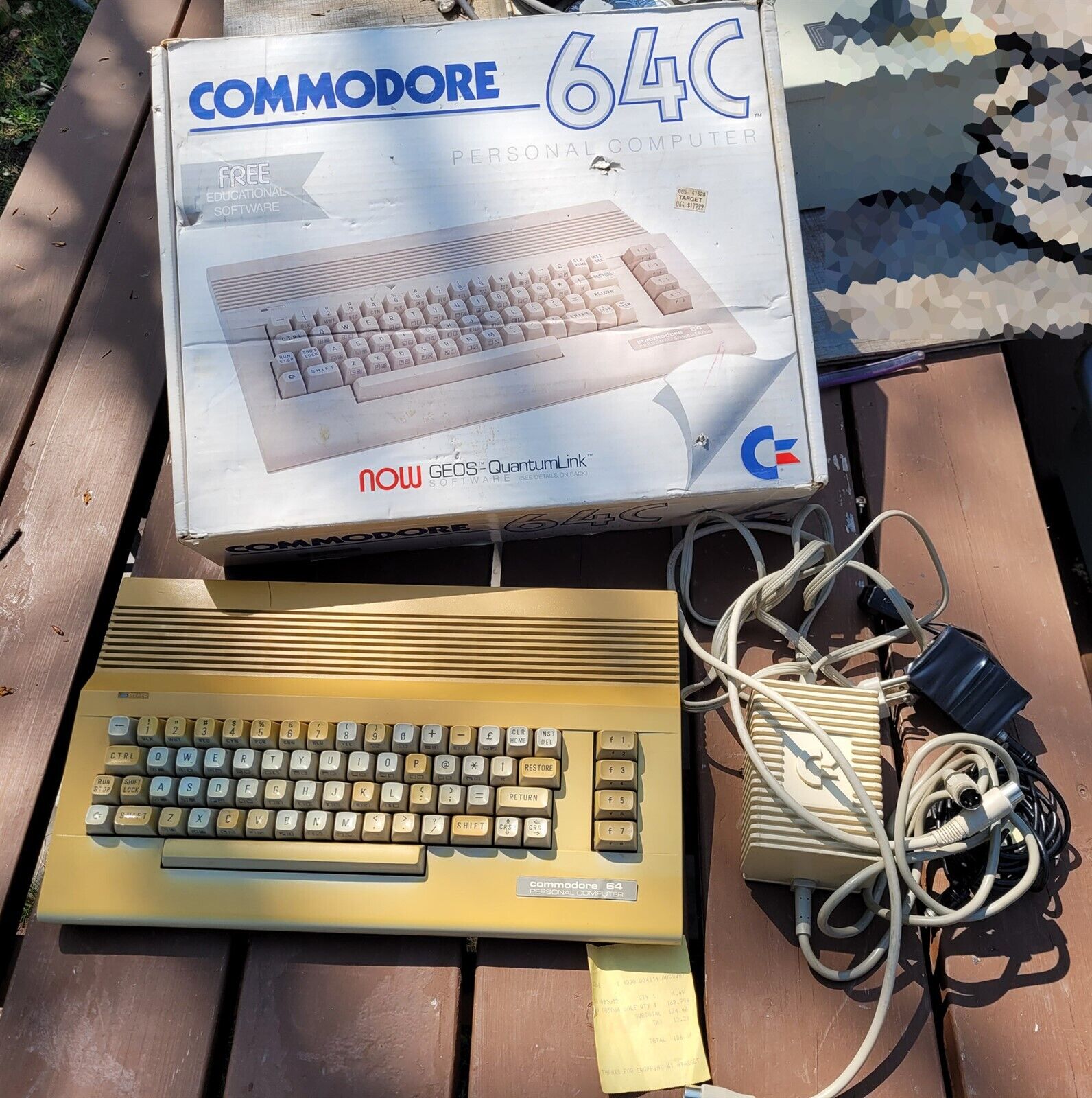 COMMODORE 64C Vintage COMPUTER In Box w/ Original Receipt - TESTED