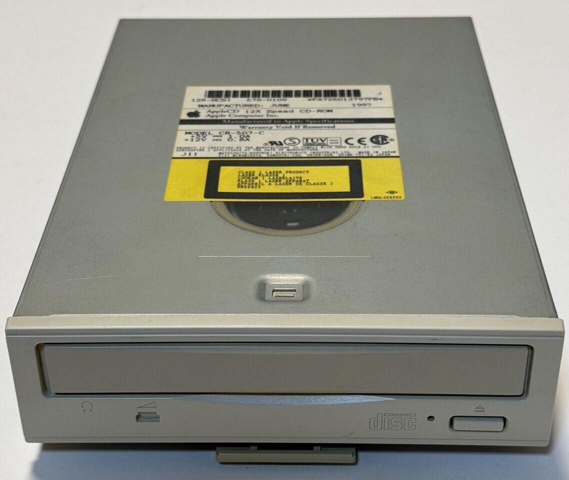 💻📀 VTG Apple Internal 12X-SCSI CD ROM Drive CR-507-C 678-0109 W/Adapter 50 Pin
