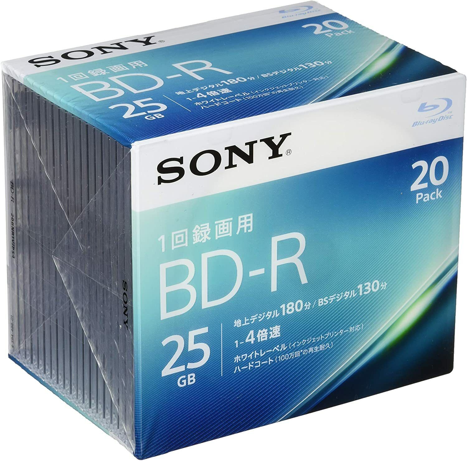 Sony Printable HD Blu-Ray 20pack BD-R BDR Blank Disc Media 4x 25Gb Japan