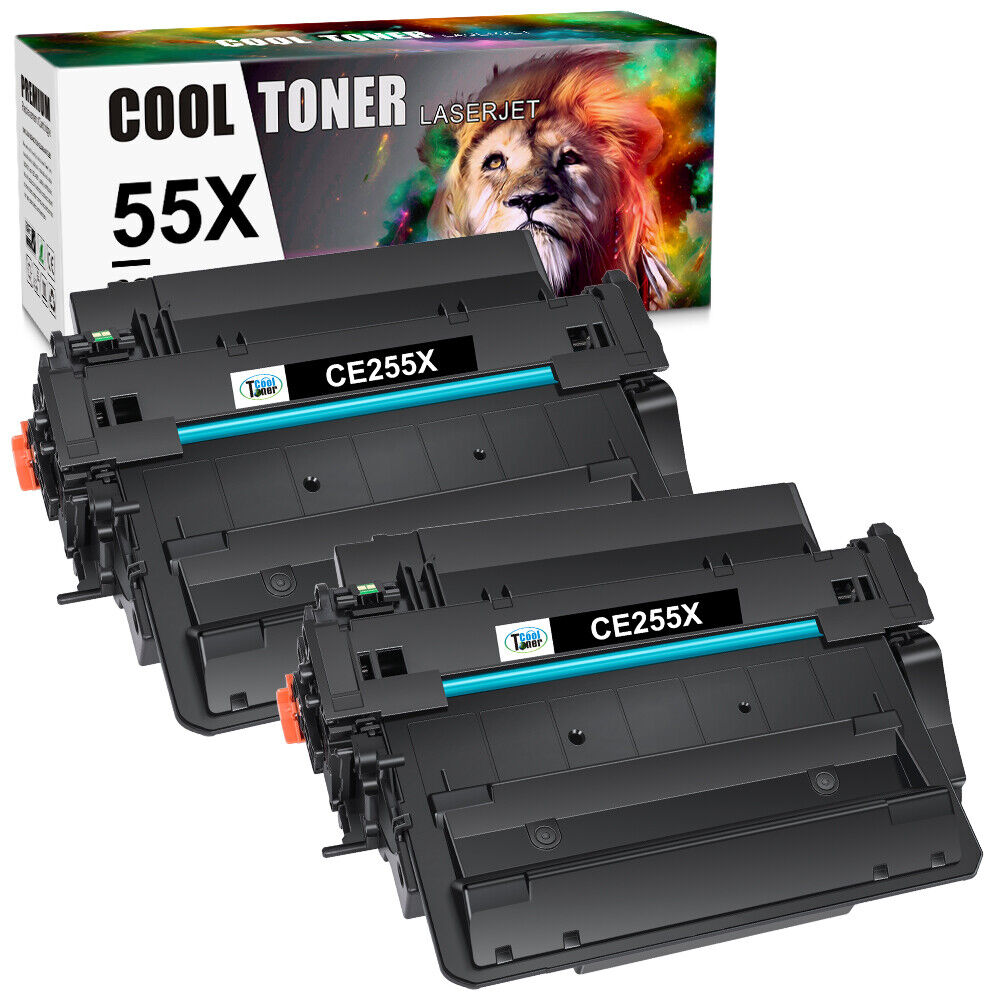 2 Black Toner Compatible with HP CE255X 55X LaserJet P3015 P3015d P3015n P3015dn