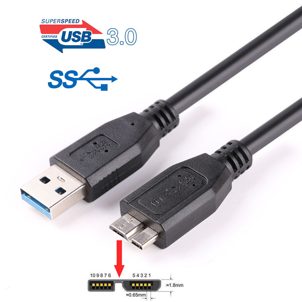 USB 3.0 Male Type A to Micro B Cable Cord for WD Western Digital My Passport 2TB