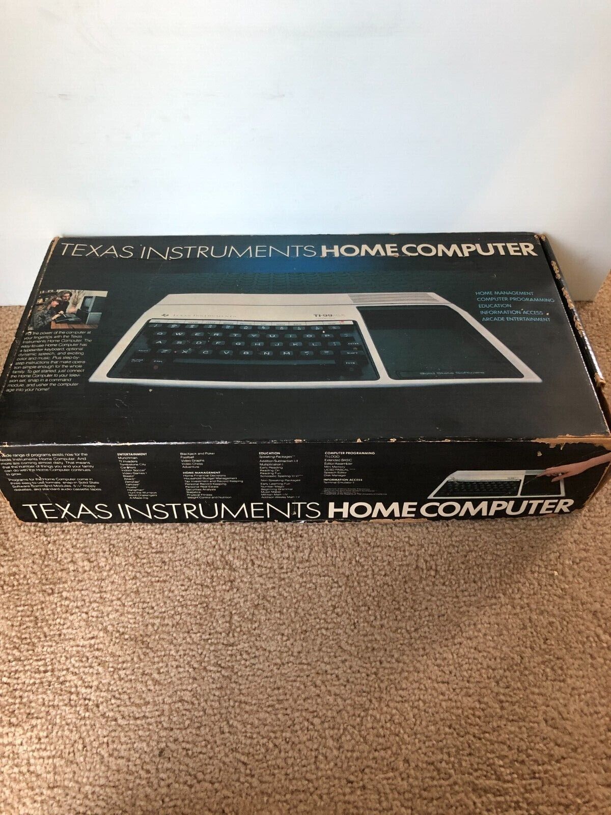 Vtg Texas Instruments Home Computer TI-99/4A  w Box & Cable  -Manuals & programs