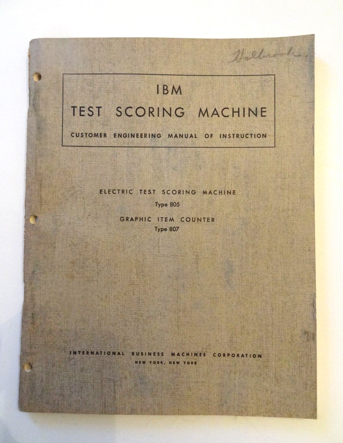 IBM Electric Test Scoring Machine Graphic Item Counter Manual Of Instructions