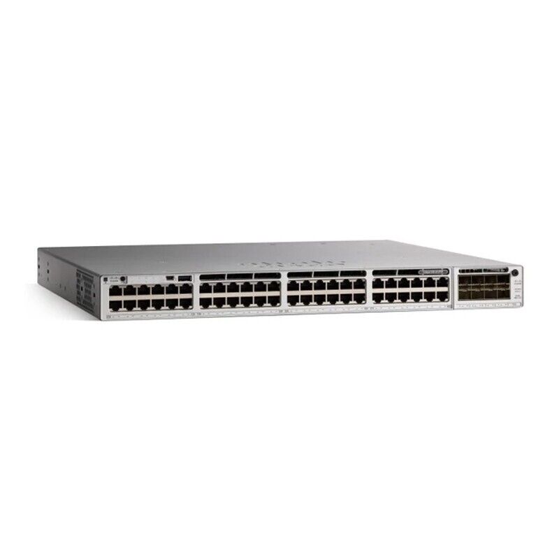 NEW Cisco C9300-48P-A 48 Port Gigabit POE+ Switch with module C9300-NM-8X