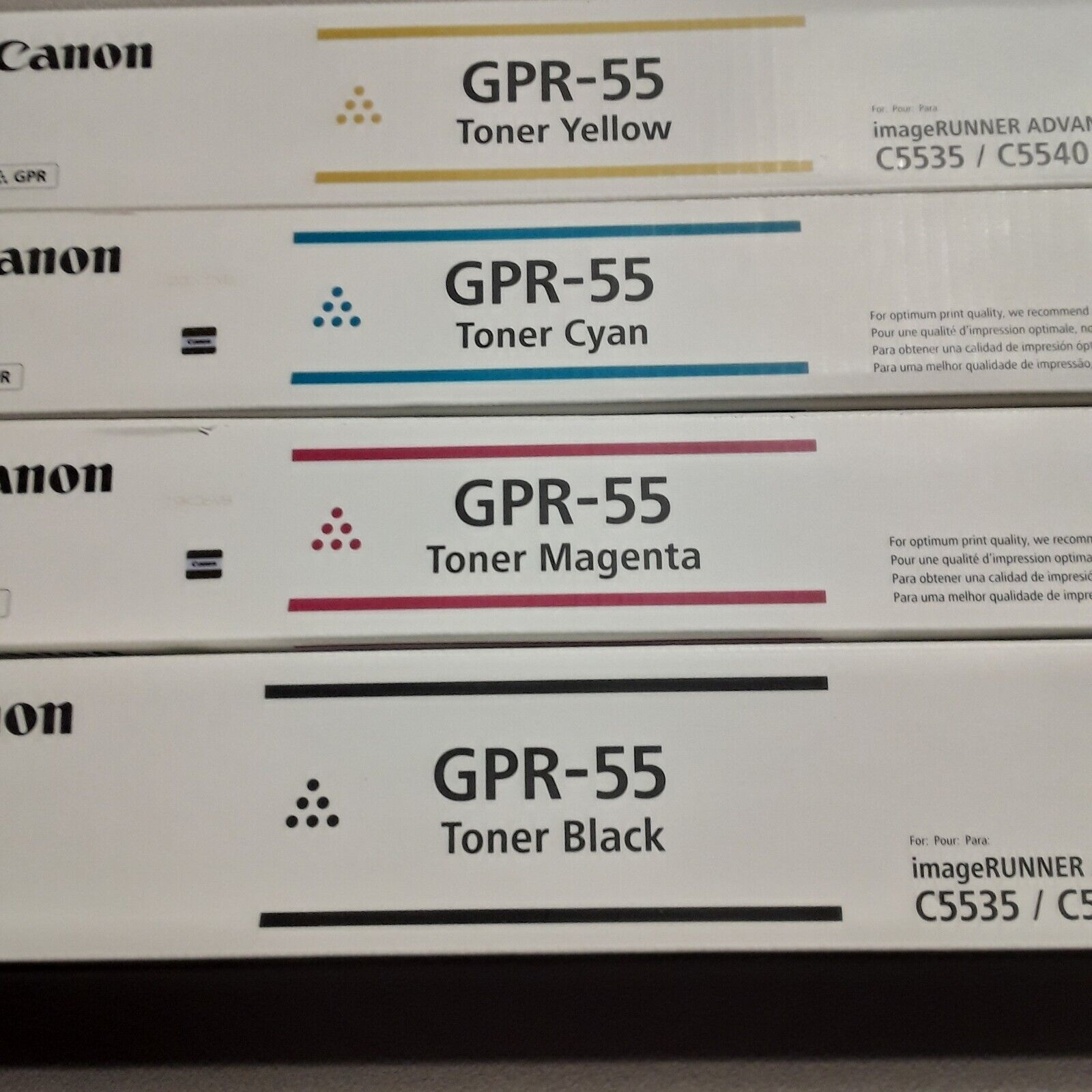 Complete set CANON GPR-55 Toner Cartridge Cyan Magenta Yellow  Black 